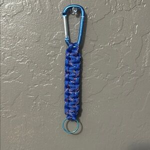 Blue Paracord Keychain with Blue Carabiner and Blue Key Ring | 7 inches